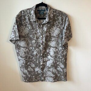 🌴 Perry Ellis Linen Blend Untucked Shirt - Tropical Vibes! 🎣 Size L